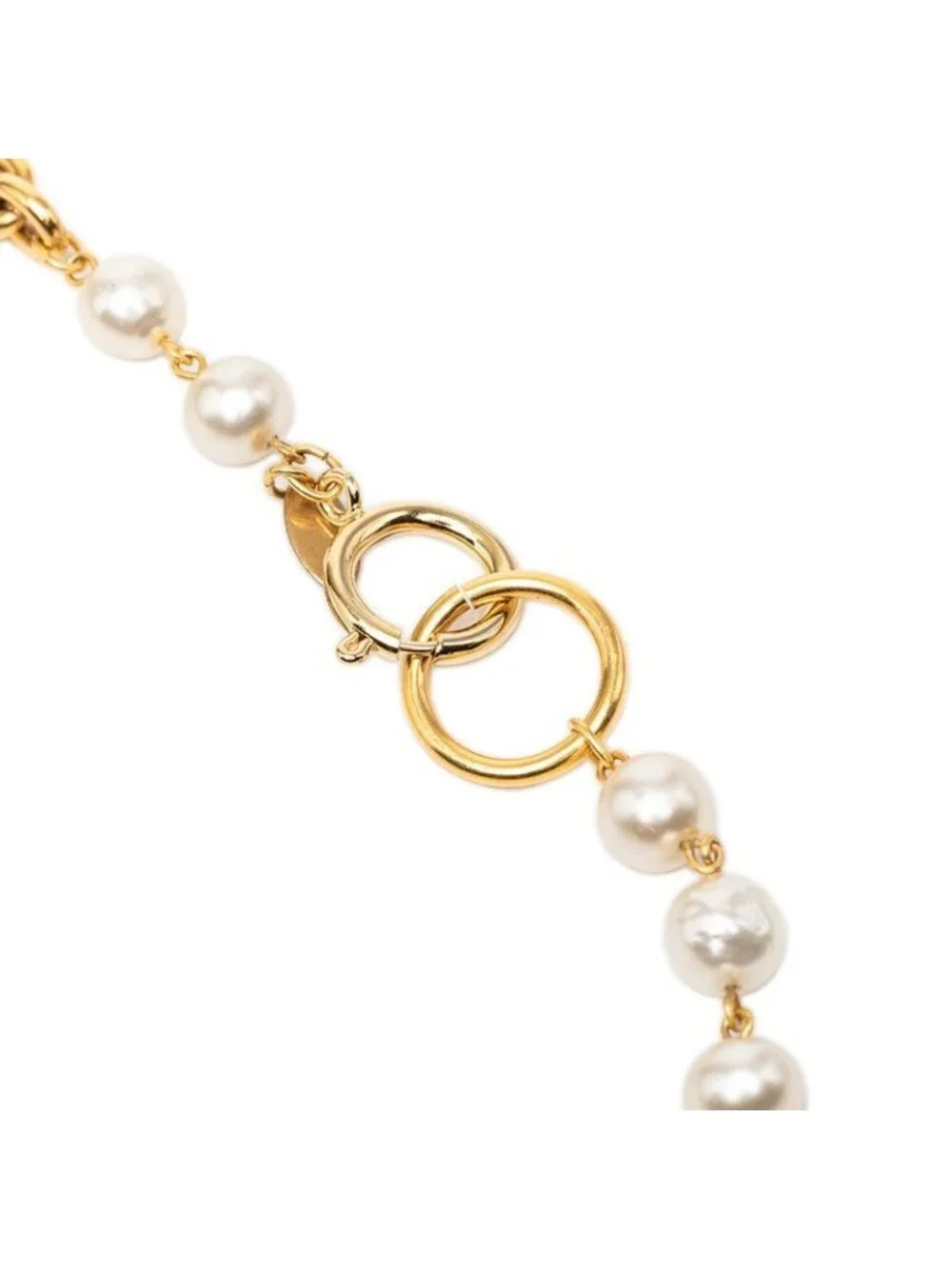 Chanel Vintage Necklace Gold Plated Faux Pearl